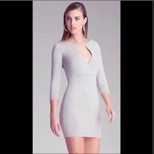 Sparkly Silver BEBE Dress with keyhole.